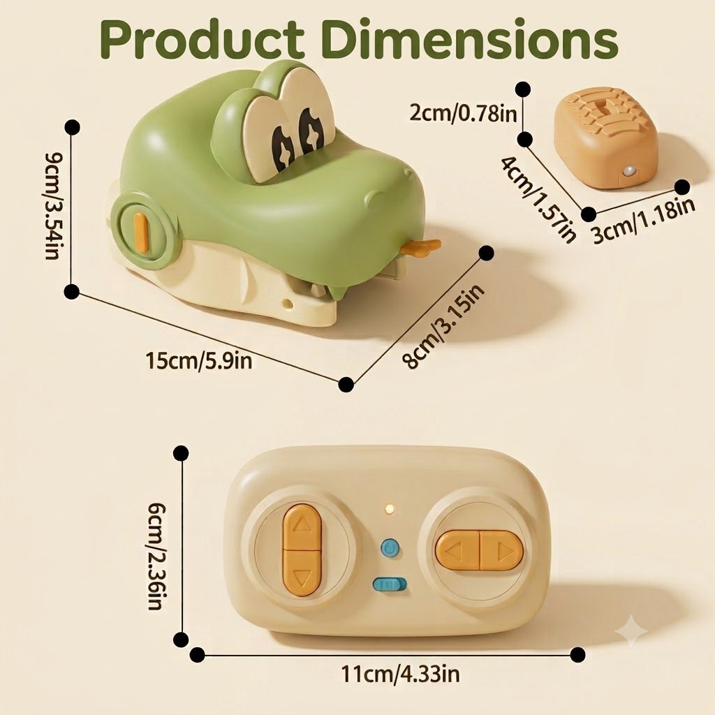 Size diagram of the snake head, a body segment and the remote controller