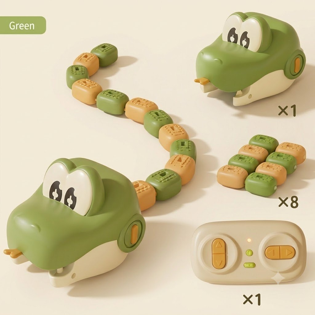 Single green set: 1 snake head, 8 body segments, 1 remote controller